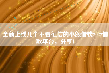全新上线几个不看征信的小额借钱2022借款平台，分享！