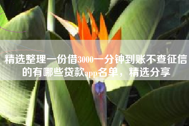 精选整理一份借3000一分钟到账不查征信的有哪些贷款app名单，精选分享