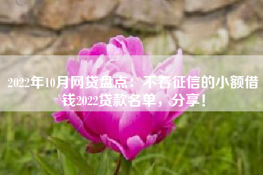 2022年10月网贷盘点：不看征信的小额借钱2022贷款名单，分享！