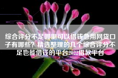 综合评分不足哪里可以借钱急用网贷口子有哪些？精选整理的几个综合评分不足也能借钱的平台2022借款平台