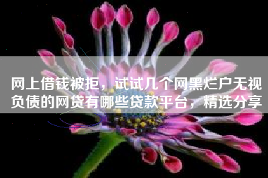 网上借钱被拒，试试几个网黑烂户无视负债的网贷有哪些贷款平台，精选分享
