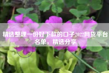 精选整理一份好下款的口子2022网贷平台名单，精选分享