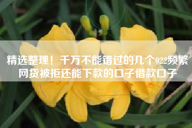 精选整理！千万不能错过的几个022频繁网贷被拒还能下款的口子借款口子