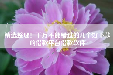 精选整理！千万不能错过的几个好下款的借款平台借款软件