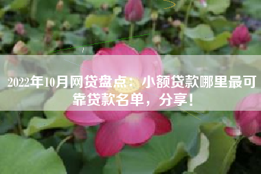 2022年10月网贷盘点：小额贷款哪里最可靠贷款名单，分享！