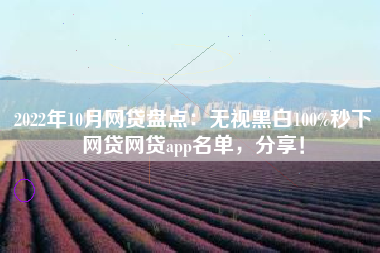 2022年10月网贷盘点：无视黑白100%秒下网贷网贷app名单，分享！