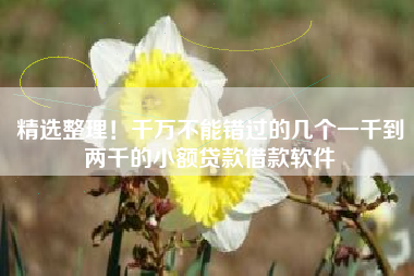 精选整理！千万不能错过的几个一千到两千的小额贷款借款软件