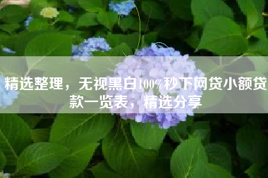 精选整理，无视黑白100%秒下网贷小额贷款一览表，精选分享