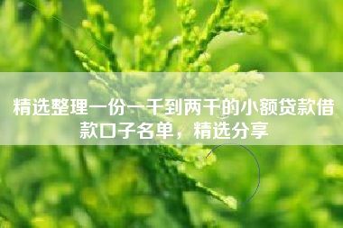 精选整理一份一千到两千的小额贷款借款口子名单，精选分享