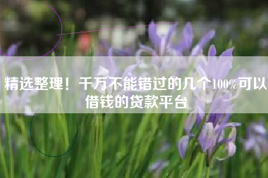 精选整理！千万不能错过的几个100%可以借钱的贷款平台