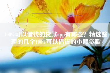 100%可以借钱的贷款app有哪些？精选整理的几个100%可以借钱的小额贷款