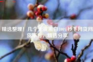 精选整理！几个无视黑白100%秒下网贷网贷平台，精选分享