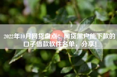 2022年10月网贷盘点：网贷黑户能下款的口子借款软件名单，分享！