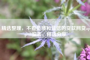 精选整理，不看负债和征信的贷款网贷app一览表，精选分享