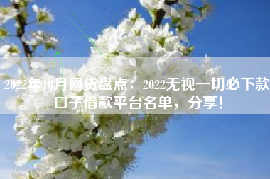 2022年10月网贷盘点：2022无视一切必下款口子借款平台名单，分享！