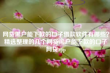 网贷黑户能下款的口子借款软件有哪些？精选整理的几个网贷黑户能下款的口子网贷app