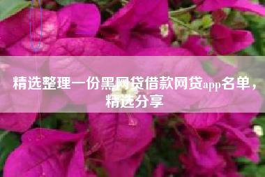 精选整理一份黑网贷借款网贷app名单，精选分享