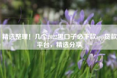 精选整理！几个2022黑口子必下款app贷款平台，精选分享