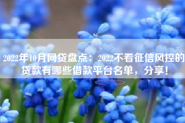 2022年10月网贷盘点：2022不看征信风控的贷款有哪些借款平台名单，分享！