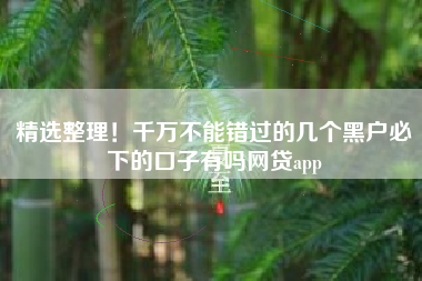 精选整理！千万不能错过的几个黑户必下的口子有吗网贷app