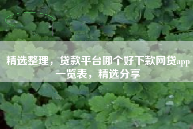 精选整理，贷款平台哪个好下款网贷app一览表，精选分享