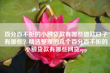 百分百不拒的小额贷款有哪些借款口子有哪些？精选整理的几个百分百不拒的小额贷款有哪些网贷app