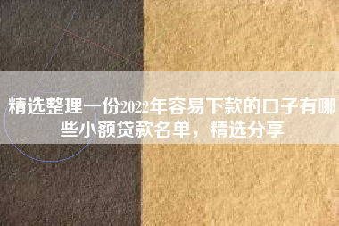 精选整理一份2022年容易下款的口子有哪些小额贷款名单，精选分享