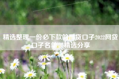 精选整理一份必下款的网贷口子2022网贷口子名单，精选分享
