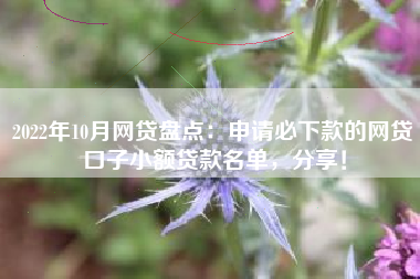 2022年10月网贷盘点：申请必下款的网贷口子小额贷款名单，分享！