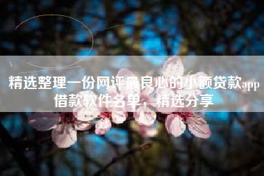 精选整理一份网评最良心的小额贷款app借款软件名单，精选分享