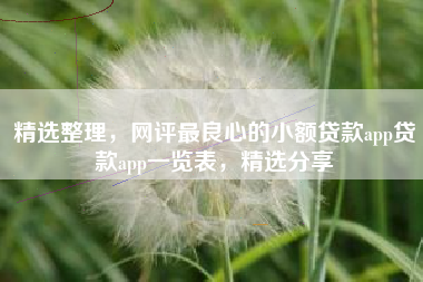 精选整理，网评最良心的小额贷款app贷款app一览表，精选分享
