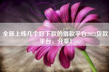 全新上线几个好下款的借款平台2022贷款平台，分享！