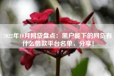 2022年10月网贷盘点：黑户能下的网贷有什么借款平台名单，分享！