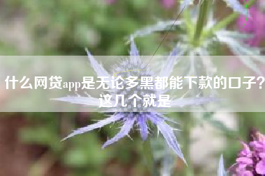 什么网贷app是无论多黑都能下款的口子？这几个就是