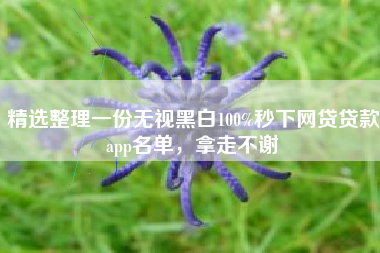 精选整理一份无视黑白100%秒下网贷贷款app名单，拿走不谢