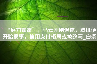 “磨刀霍霍”，马云刚刚退休，腾讯便开始搞事，信用支付格局或被改写_白条