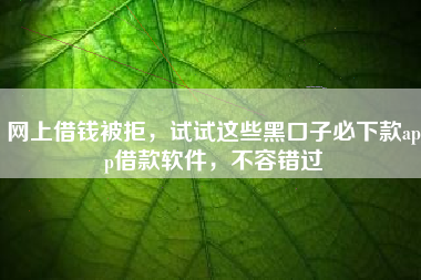 网上借钱被拒，试试这些黑口子必下款app借款软件，不容错过