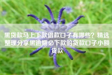 黑贷款马上下款借款口子有哪些？精选整理分享黑逾期必下款的贷款口子小额贷款
