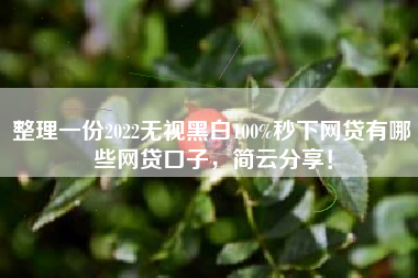 整理一份2022无视黑白100%秒下网贷有哪些网贷口子，简云分享！