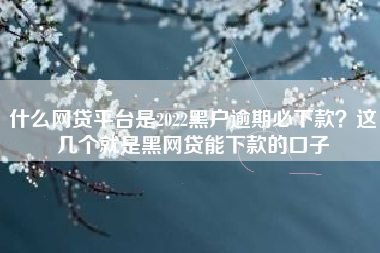 什么网贷平台是2022黑户逾期必下款？这几个就是黑网贷能下款的口子