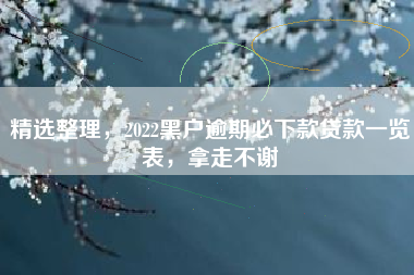 精选整理，2022黑户逾期必下款贷款一览表，拿走不谢