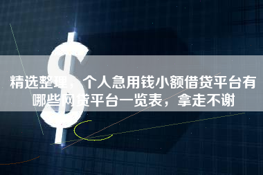 精选整理，个人急用钱小额借贷平台有哪些网贷平台一览表，拿走不谢