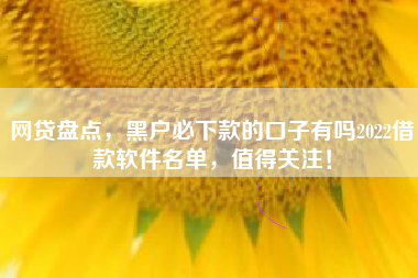 网贷盘点，黑户必下款的口子有吗2022借款软件名单，值得关注！