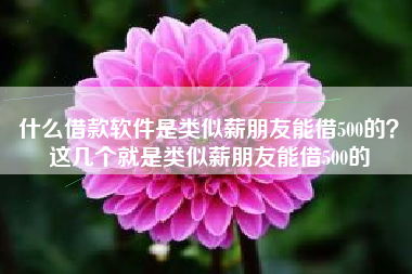 什么借款软件是类似薪朋友能借500的？这几个就是类似薪朋友能借500的