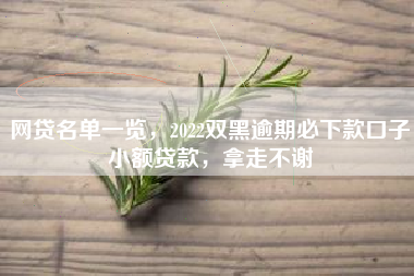 网贷名单一览，2022双黑逾期必下款口子小额贷款，拿走不谢