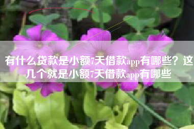 有什么贷款是小额7天借款app有哪些？这几个就是小额7天借款app有哪些