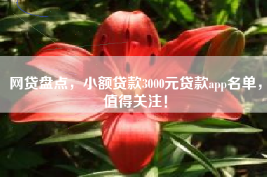 网贷盘点，小额贷款3000元贷款app名单，值得关注！