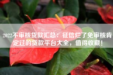 2022不审核贷款汇总：征信烂了免审核肯定过的贷款平台大全，值得收藏！