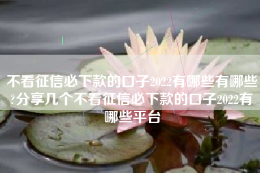 不看征信必下款的口子2022有哪些有哪些?分享几个不看征信必下款的口子2022有哪些平台