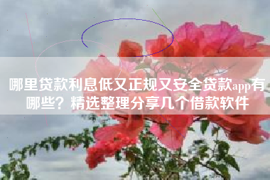 哪里贷款利息低又正规又安全贷款app有哪些？精选整理分享几个借款软件